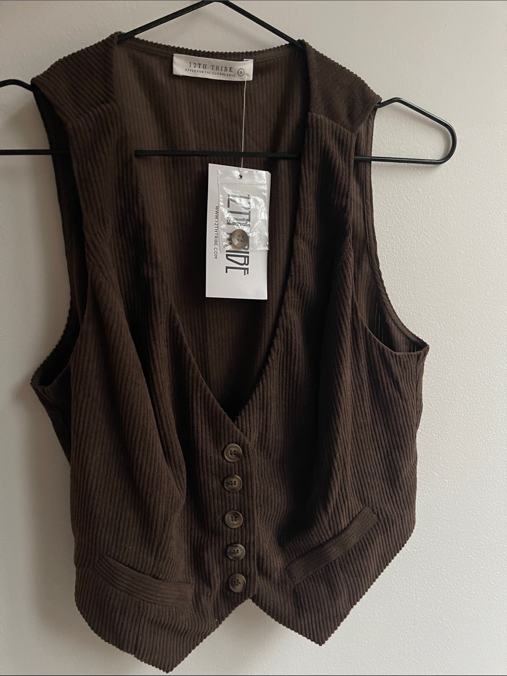 12th Tribe Brown Corduroy Vest